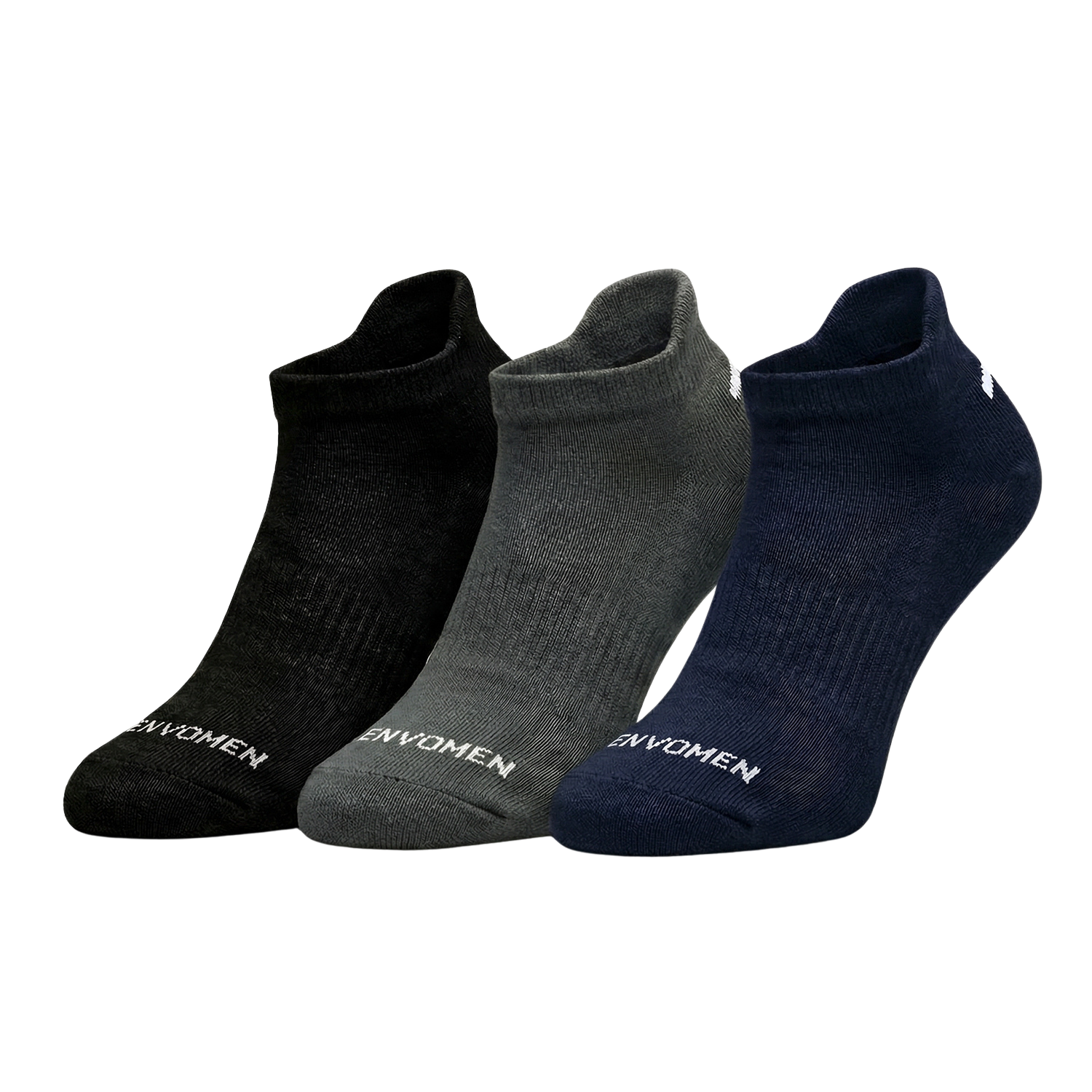 Envomen Sports Ankle Terry Socks – Black | Cushioned | Breathable | No-Slip Fit