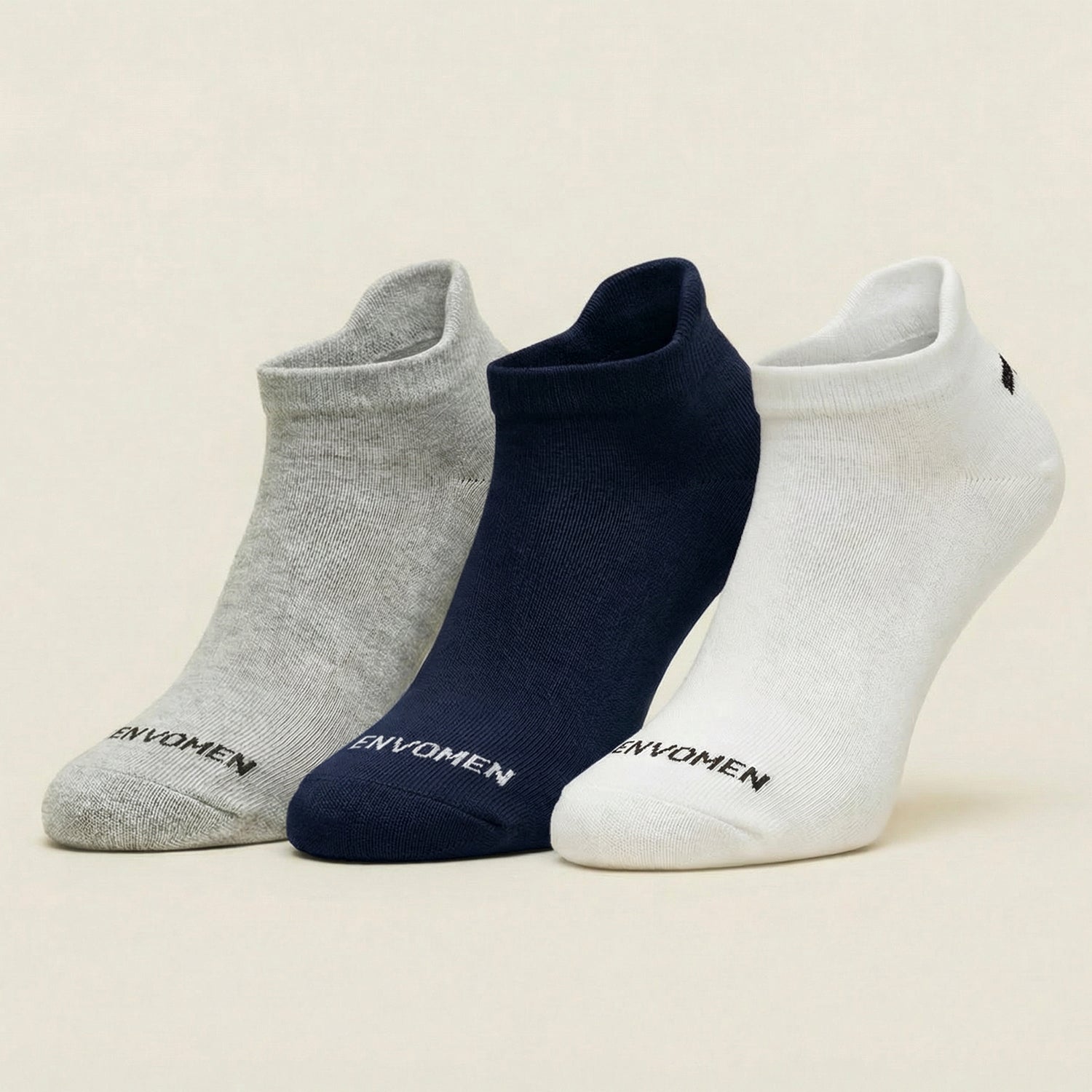 Envomen Casual Ankle Socks – White | Lightweight | Breathable | Everyday Comfort