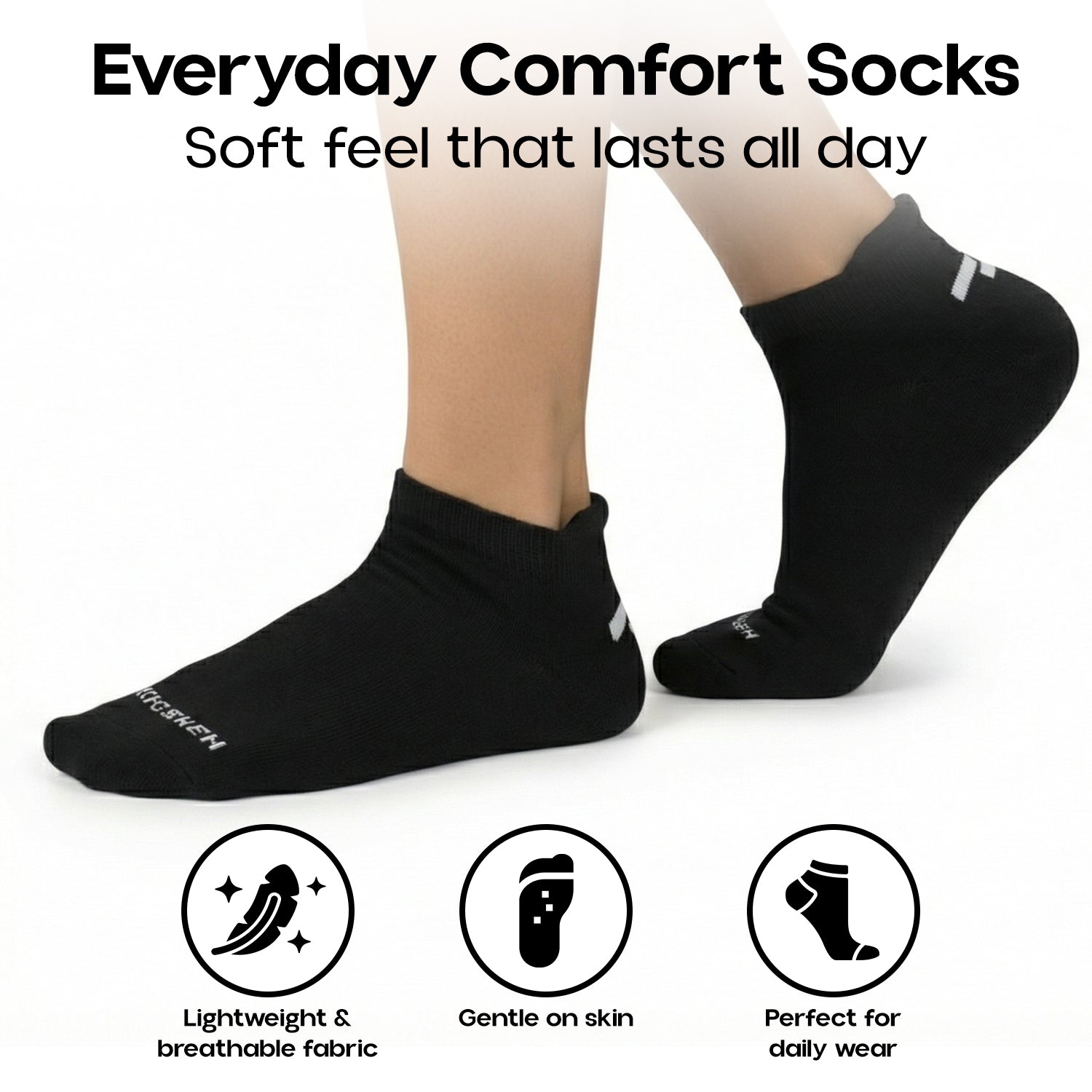 Envomen Casual Ankle Socks – Black | Lightweight | Breathable | Everyday Comfort