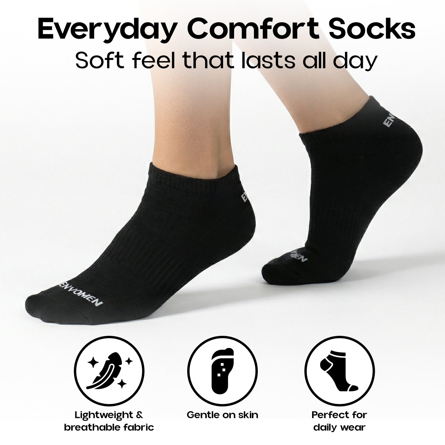 Envomen Sports Terry Socks – Black | Breathable | Cushioned Comfort