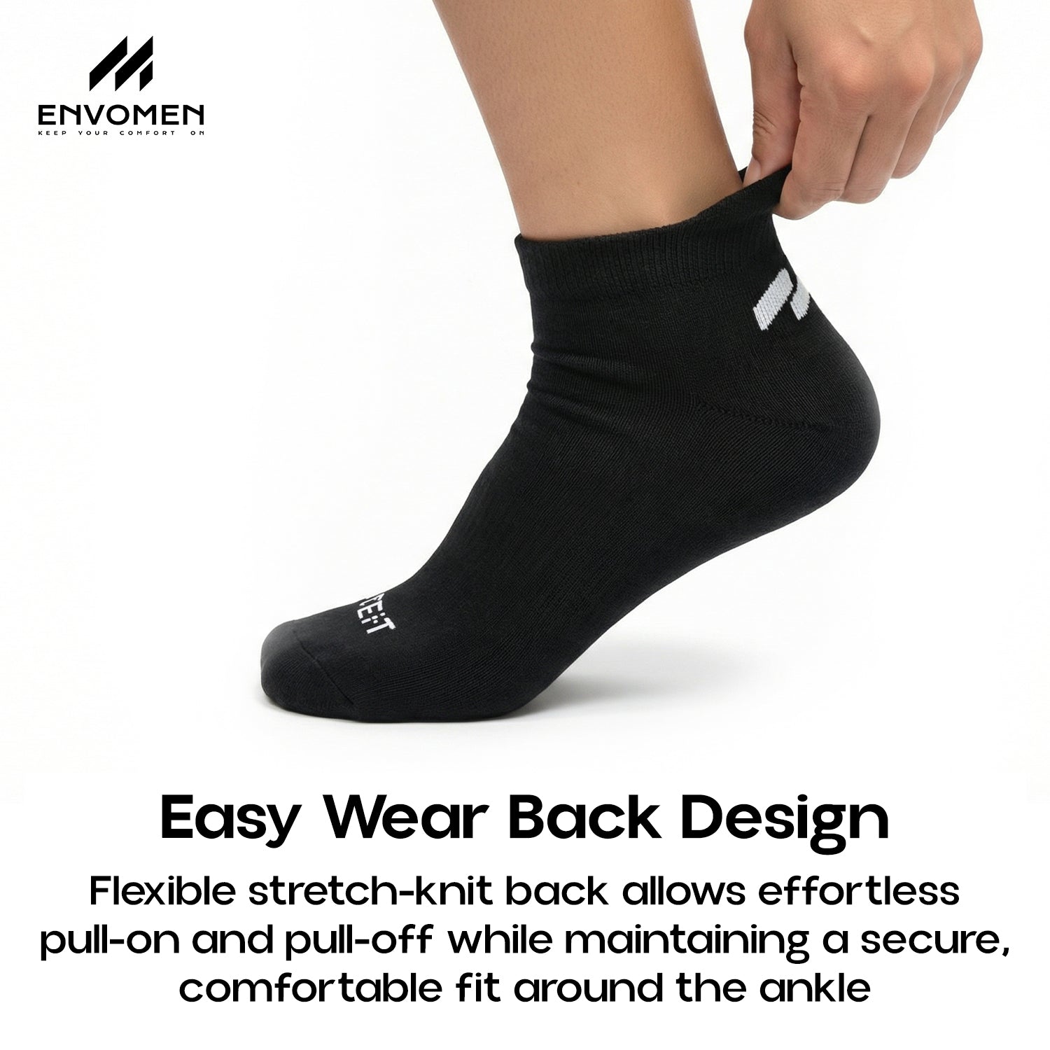 Envomen Casual Ankle Socks – Black | Lightweight | Breathable | Everyday Comfort