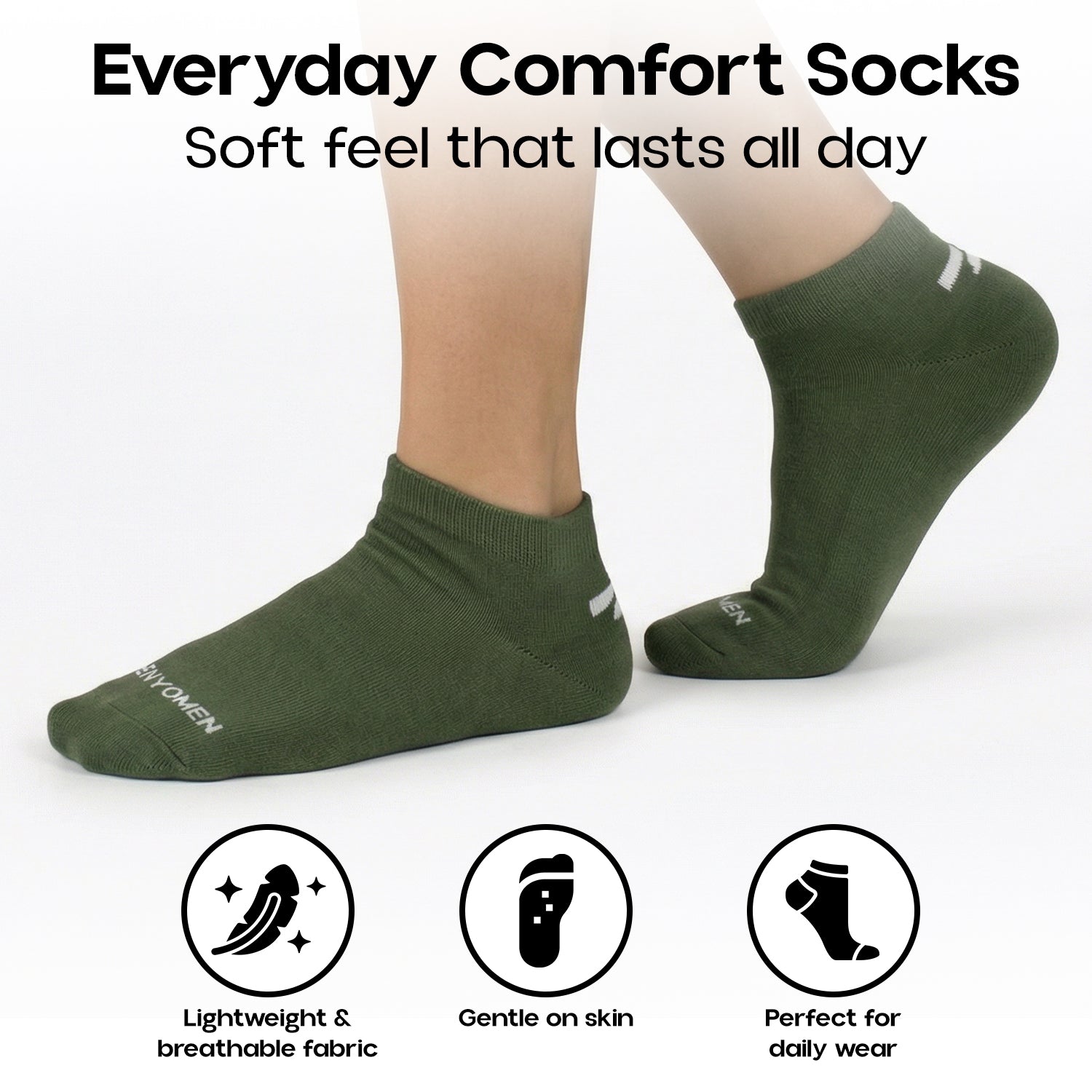 Envomen Casual Sneaker Socks – Green | Lightweight | Breathable | Everyday Comfort