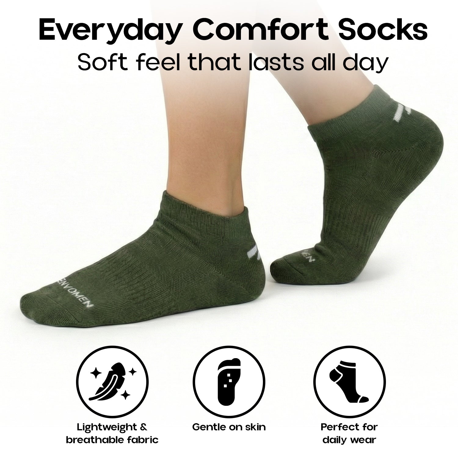 Envomen Sports Terry Socks – Army Green | Breathable | Cushioned Comfort