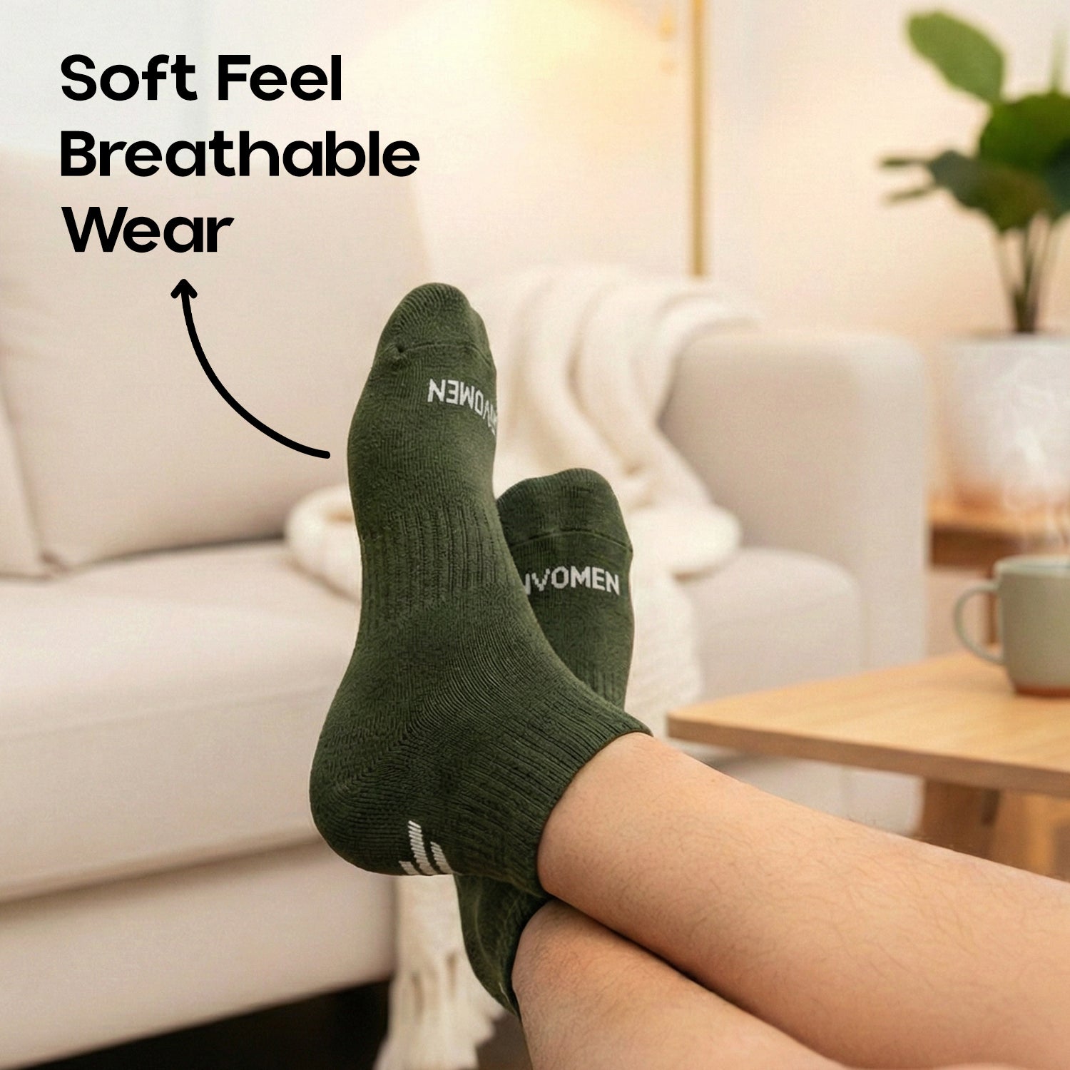 Envomen Sports Ankle Terry Socks – Green | Cushioned | Breathable | No-Slip Fit