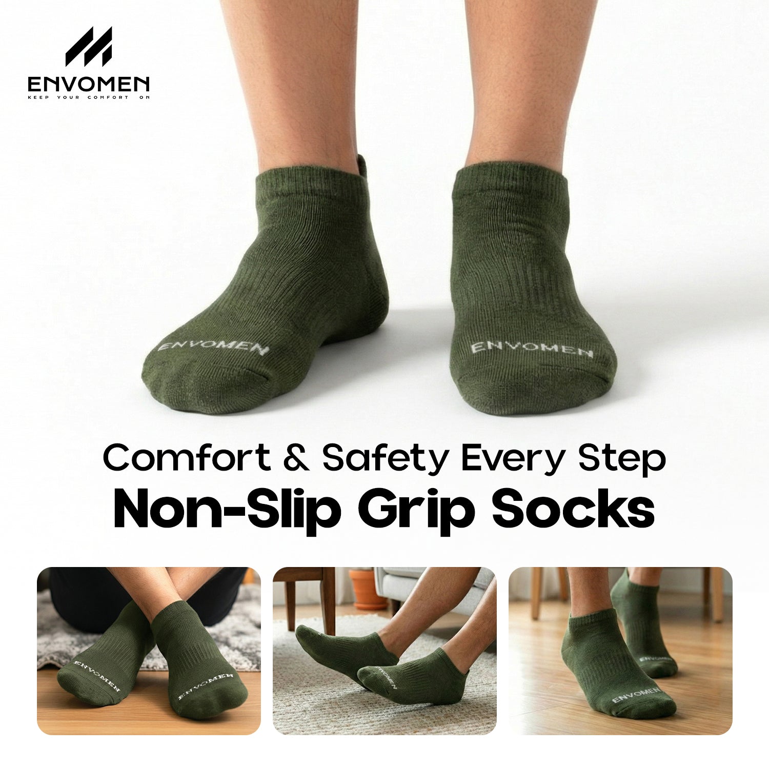 Envomen Sports Terry Socks – Army Green | Breathable | Cushioned Comfort
