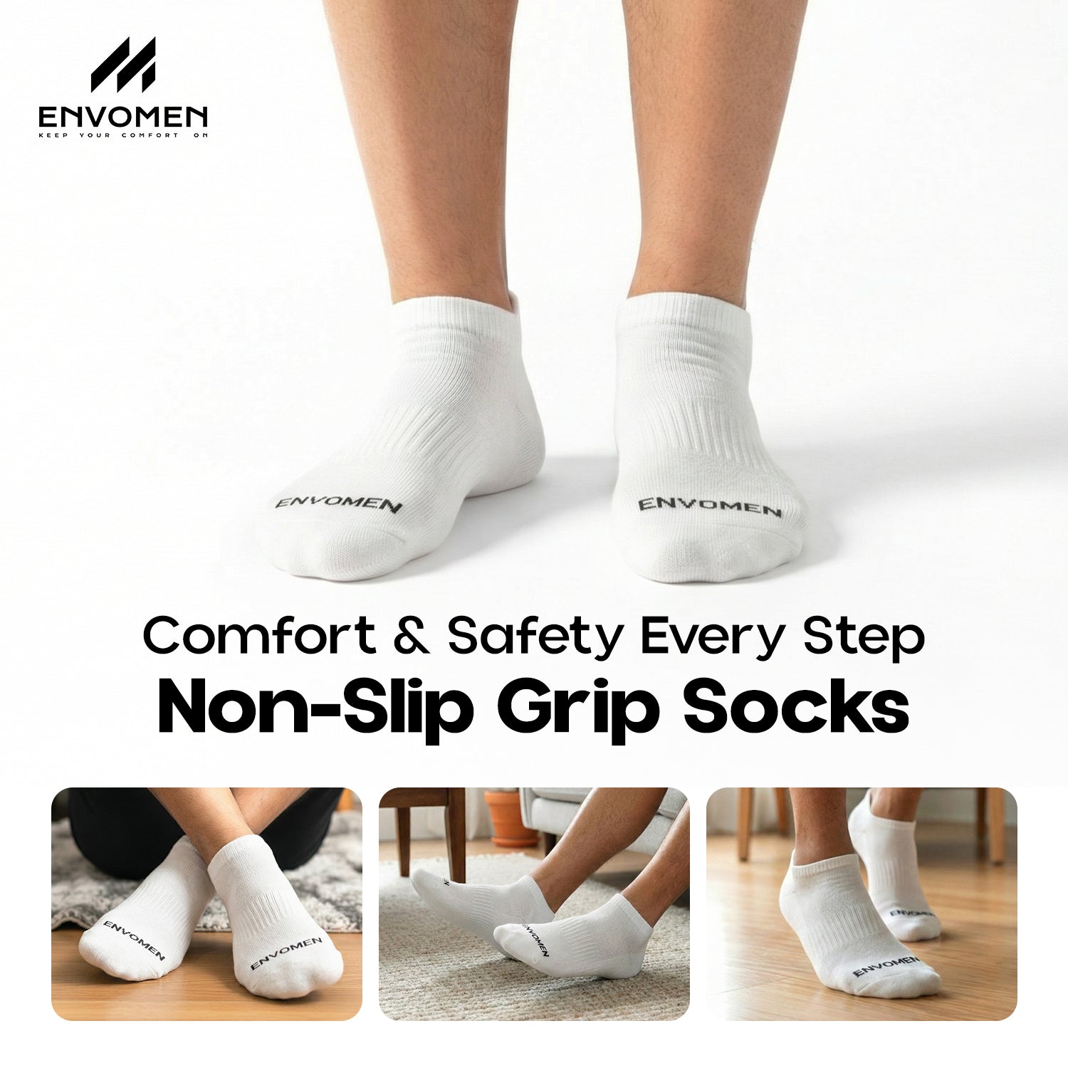 Envomen Sports Terry Socks – White | Breathable | Cushioned Comfort
